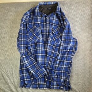 Croft‎ & Barrow Men's 3XLT Blue Plaid Fleece Flannel Shirt Jacket Big Tall